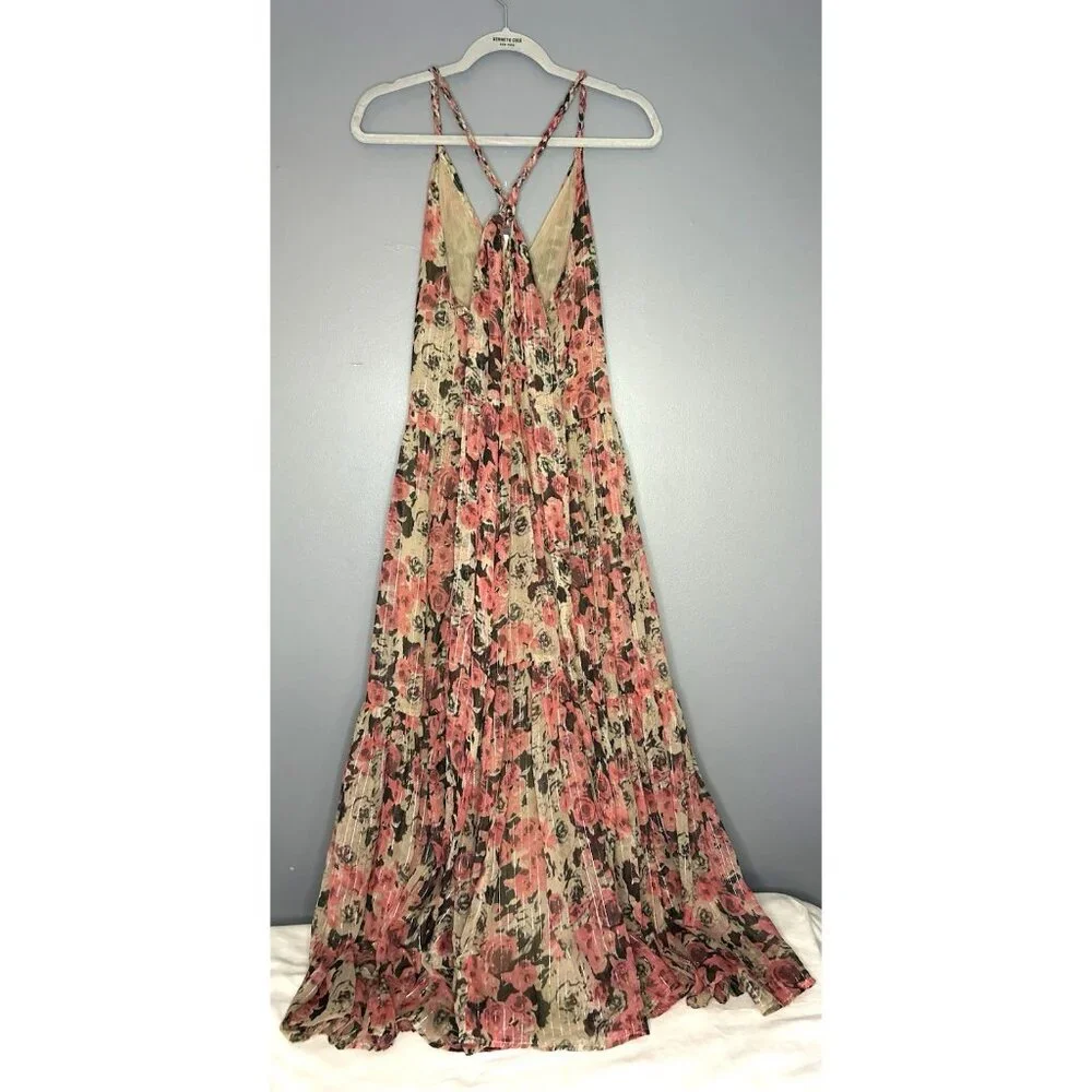 ASTR the Label Eartha Floral Tiered Maxi Dress M Multicolor Taupe Pink Beautiful - Picture 6 of 16